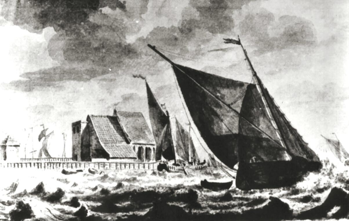 afb. 1 - kerk op Ens in 1729 - pentekening afb. 1 - kerk op Ens in 1729 - pentekening