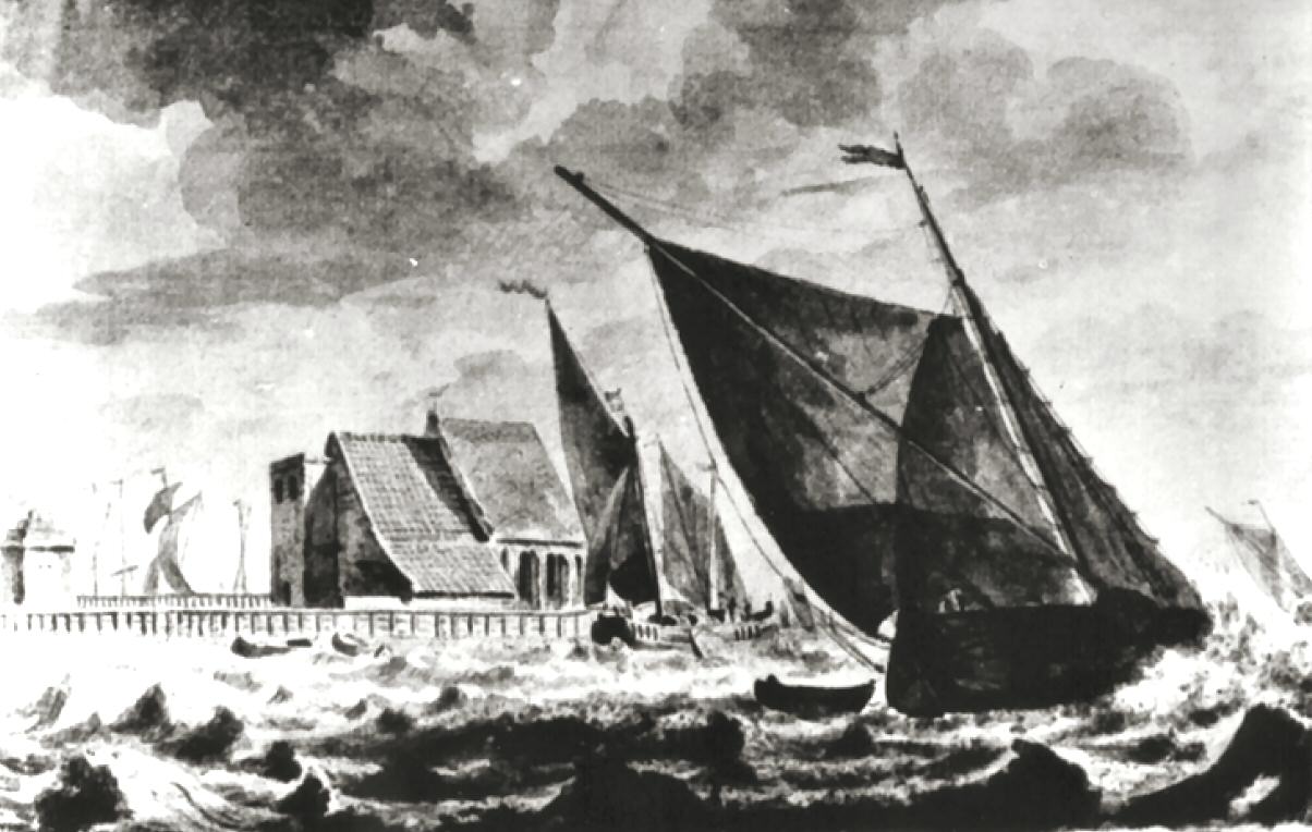 afb. 1 - kerk op Ens in 1729 - pentekening